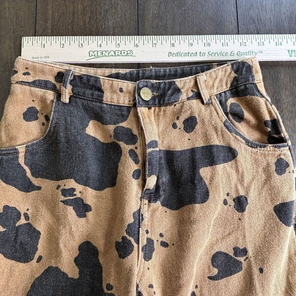 Pretty Garbage Cow Print Jeans Size S Brown & Black - Picture 3 of 6